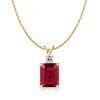 Emerald & Ruby Pendant Necklace - 925 Sterling Silver, Emerald Cut Gemstone