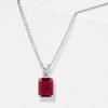 Emerald & Ruby Pendant Necklace - 925 Sterling Silver, Emerald Cut Gemstone