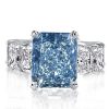 Radiant Cut Blue Topaz Engagement Ring - 925 Sterling Silver