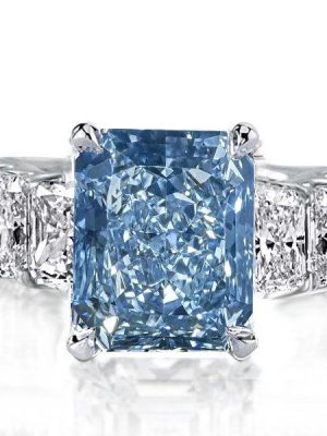 Radiant Cut Blue Topaz Engagement Ring - 925 Sterling Silver