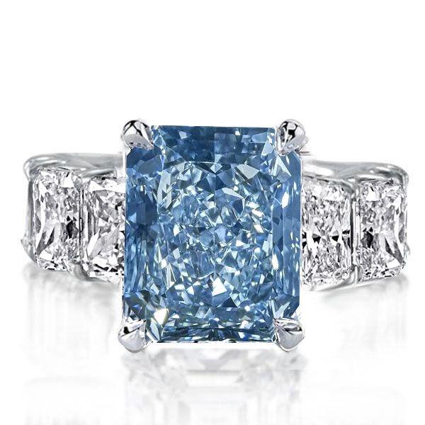 Radiant Cut Blue Topaz Engagement Ring - 925 Sterling Silver