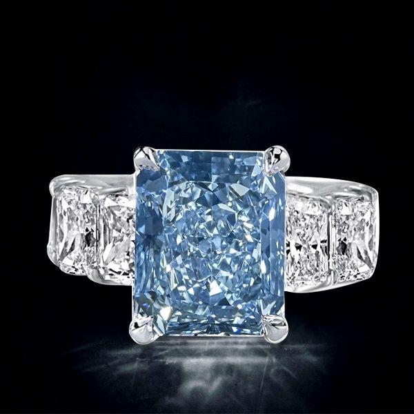Radiant Cut Blue Topaz Engagement Ring - 925 Sterling Silver