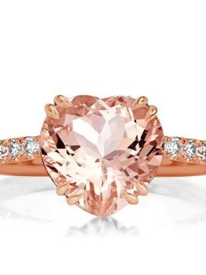 Rose Gold Heart Engagement Ring - 6.00 CT Center Stone