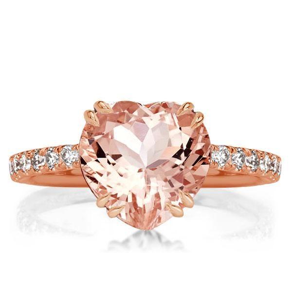 Rose Gold Heart Engagement Ring - 6.00 CT Center Stone