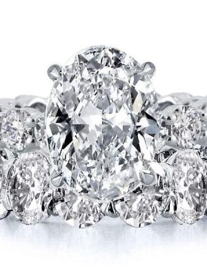 Oval Eternity Bridal Set in Sterling Silver with Created White Sapphire Accents