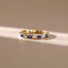 Baguette Blue Sapphire Eternity Band - Sterling Silver Wedding Ring for Women