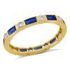 Baguette Blue Sapphire Eternity Band - Sterling Silver Wedding Ring for Women