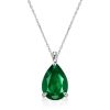 Pear Shaped Emerald & Sapphire Necklace and Earrings Jewelry Set in Sterling Silver