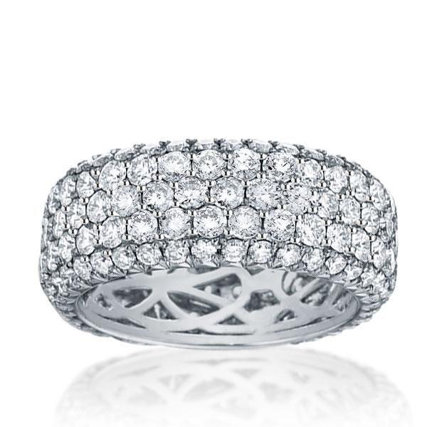 Eternity White Sapphire Wedding Band - 925 Sterling Silver Five Row Ring