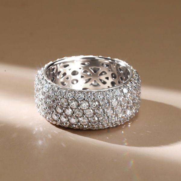 Eternity White Sapphire Wedding Band - 925 Sterling Silver Five Row Ring