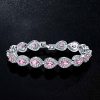 Sterling Silver Pink Pear Shaped Tennis Bracelet with 13.54 CT. TW Stones