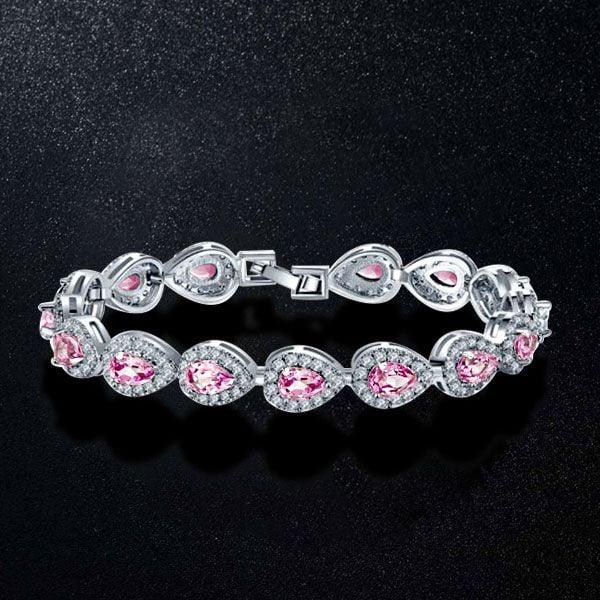 Sterling Silver Pink Pear Shaped Tennis Bracelet with 13.54 CT. TW Stones