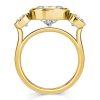 Cushion Cut 3 Stone Bezel Set Engagement Ring - 18K Gold Plated Sterling Silver