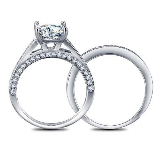 Classic Created White Sapphire Bridal Set - Sterling Silver & Titanium (2.43 CT. TW.)