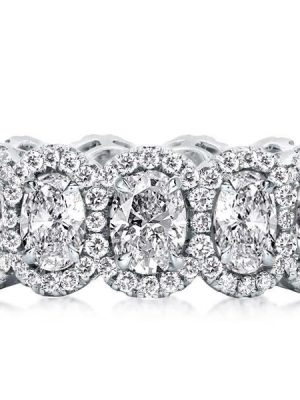 Halo Oval Eternity Wedding Band - 925 Sterling Silver - 6.63 CT. TW.