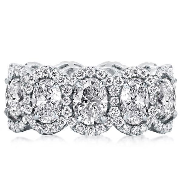 Halo Oval Eternity Wedding Band - 925 Sterling Silver - 6.63 CT. TW.
