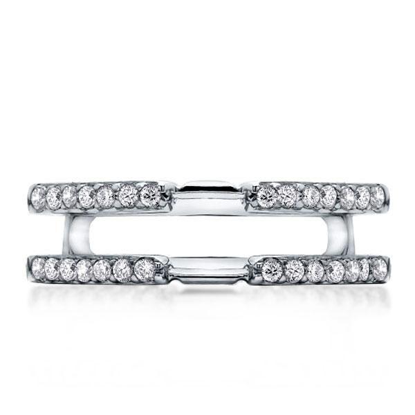 Blue Topaz Engagement Ring Set - Sterling Silver Inset Guard Enhancers