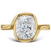 Vintage Solitaire Engagement Ring with Cushion Cut Center Stone, 18K Gold Plated Sterling Silver