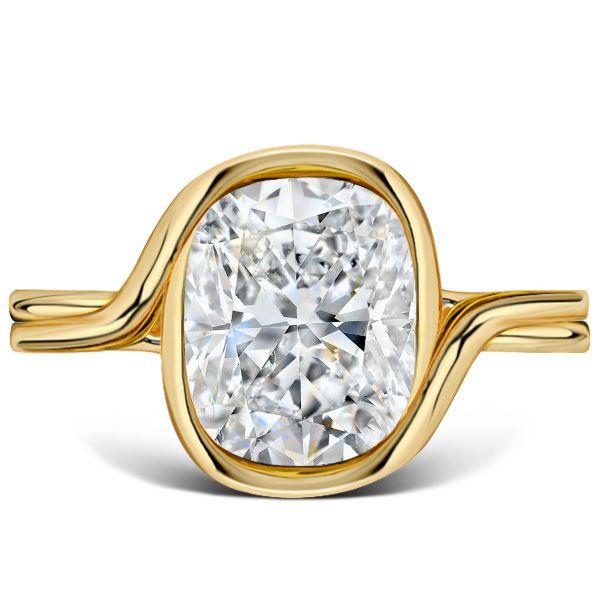 Vintage Solitaire Engagement Ring with Cushion Cut Center Stone, 18K Gold Plated Sterling Silver