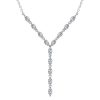 Marquise Cut Lariat Necklace - 925 Sterling Silver Pendant for Women