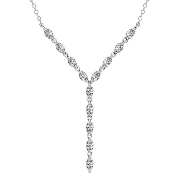 Marquise Cut Lariat Necklace - 925 Sterling Silver Pendant for Women