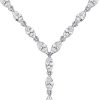 Marquise Cut Lariat Necklace - 925 Sterling Silver Pendant for Women