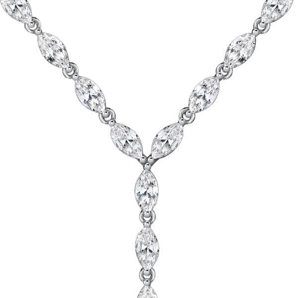 Marquise Cut Lariat Necklace - 925 Sterling Silver Pendant for Women