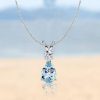 Teardrop Aquamarine Necklace in 925 Sterling Silver Pendant