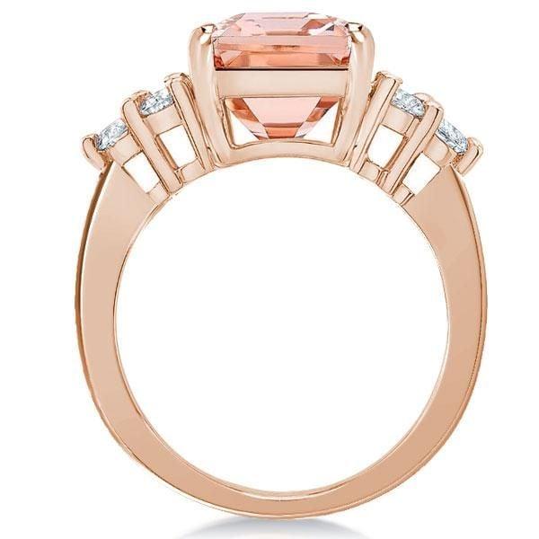 Emerald Cut Created Emerald & Champagne Sapphire Engagement Ring in 18K Rose Gold Plated Sterling Silver