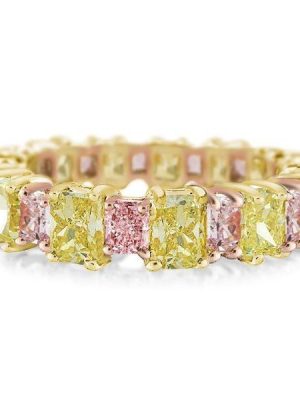 Radiant Cut Colored Wedding Band, 4.50 CT. TW., 18K Gold Plated Sterling Silver