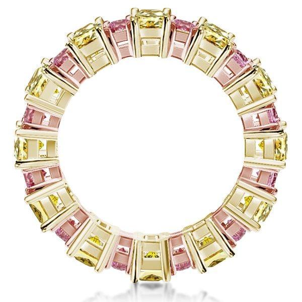 Radiant Cut Colored Wedding Band, 4.50 CT. TW., 18K Gold Plated Sterling Silver