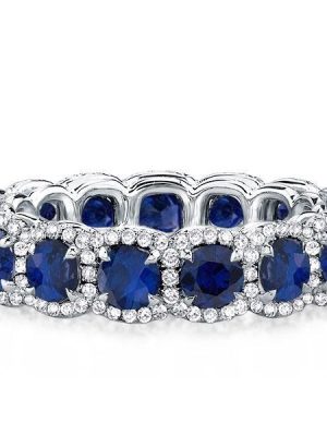 Halo Round Cubic Zirconia Wedding Band in Sterling Silver (3.00 CT. TW.)