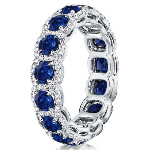 Halo Round Cubic Zirconia Wedding Band in Sterling Silver (3.00 CT. TW.)
