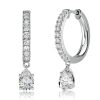 925 Sterling Silver Pear Hoop Earrings for Women - Drop Style, Hinged Backing