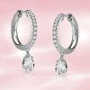 925 Sterling Silver Pear Hoop Earrings for Women - Drop Style, Hinged Backing