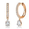 925 Sterling Silver Pear Hoop Earrings for Women - Drop Style, Hinged Backing