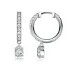 925 Sterling Silver Pear Hoop Earrings for Women - Drop Style, Hinged Backing