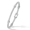 Sterling Silver Round and Baguette Cut Tennis Bracelet for Women, 7.20 CT. TW