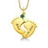 Personalized Baby Feet Necklace - 18K Gold Plated Sterling Silver - Custom Engraved
