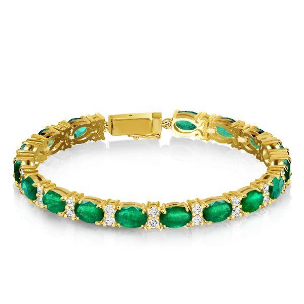 18K Gold Plated Sterling Silver Tennis Bracelet for Women - Oval & Round Cut Stones