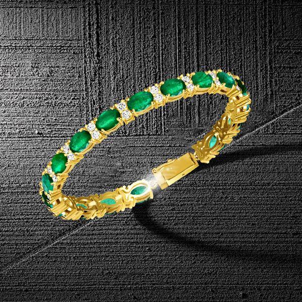 18K Gold Plated Sterling Silver Tennis Bracelet for Women - Oval & Round Cut Stones