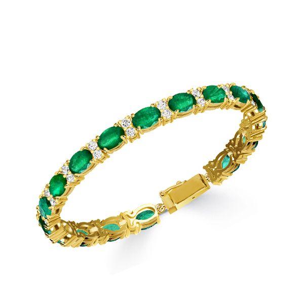 18K Gold Plated Sterling Silver Tennis Bracelet for Women - Oval & Round Cut Stones