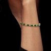 18K Gold Plated Sterling Silver Tennis Bracelet for Women - Oval & Round Cut Stones