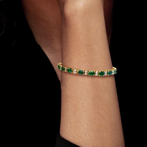 18K Gold Plated Sterling Silver Tennis Bracelet for Women - Oval & Round Cut Stones
