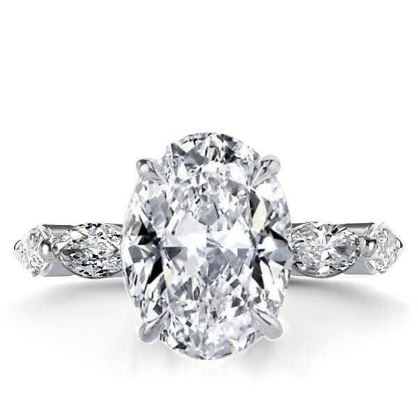 Oval Eternity Created White Sapphire Engagement Ring in Rhodium Plated Sterling Silver