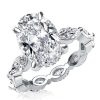 Oval Eternity Created White Sapphire Engagement Ring in Rhodium Plated Sterling Silver