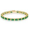 Peridot & White CZ Sterling Silver Tennis Bracelet - Alternating Baguette & Round