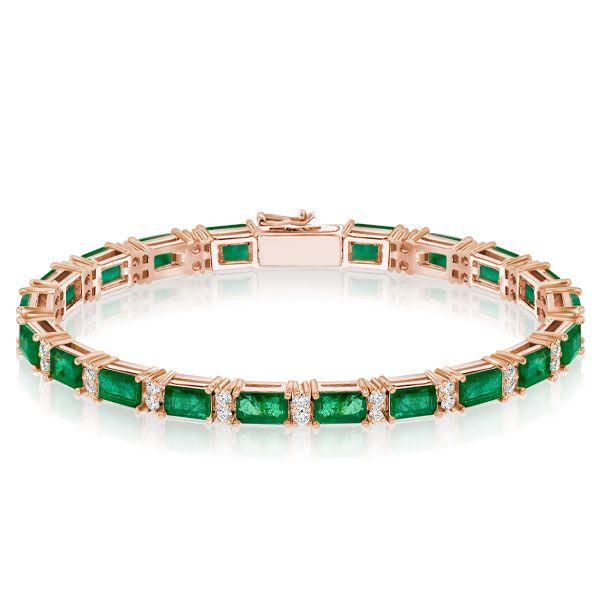 Peridot & White CZ Sterling Silver Tennis Bracelet - Alternating Baguette & Round
