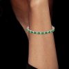 Peridot & White CZ Sterling Silver Tennis Bracelet - Alternating Baguette & Round