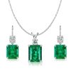 Emerald Green Jewelry Set: Sterling Silver Necklace & Drop Earrings